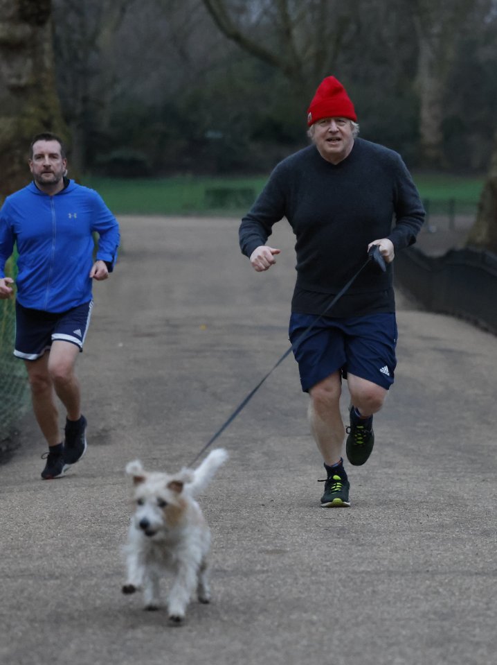 The PM goes jogging with Dilyn the dog this morning ahead of this afternoon's Commons announcement