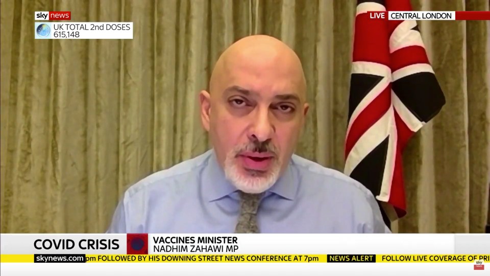 Vaccines minister Nadhim Zahawi