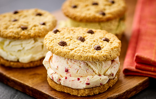 These chocolate-chip cookie ice-cream sandwiches are sure to be a hit with all the family