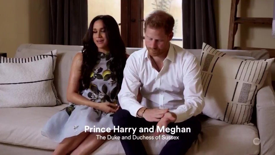 Body language expert Judi James said Meghan looked 'demure' but Harry looked 'dominant'