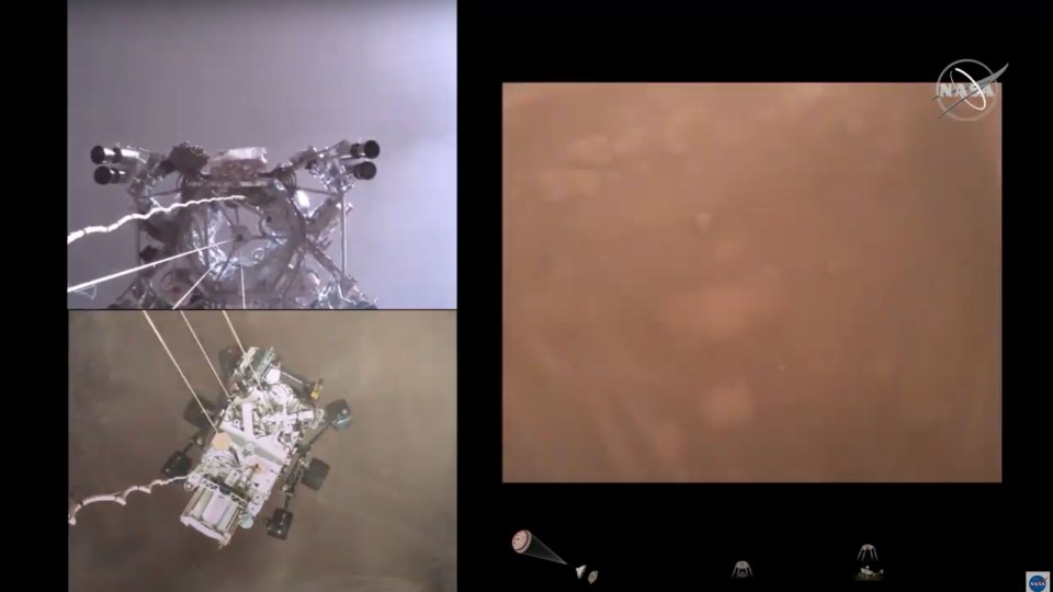 Footage of Perseverance Mars was shown by Nasa today following its successful landing on the Red Planet last week