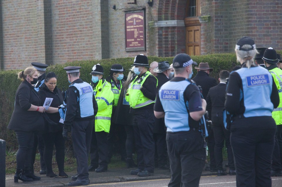 Police liaised with mourners in front of the church to ensure not covid laws were breached