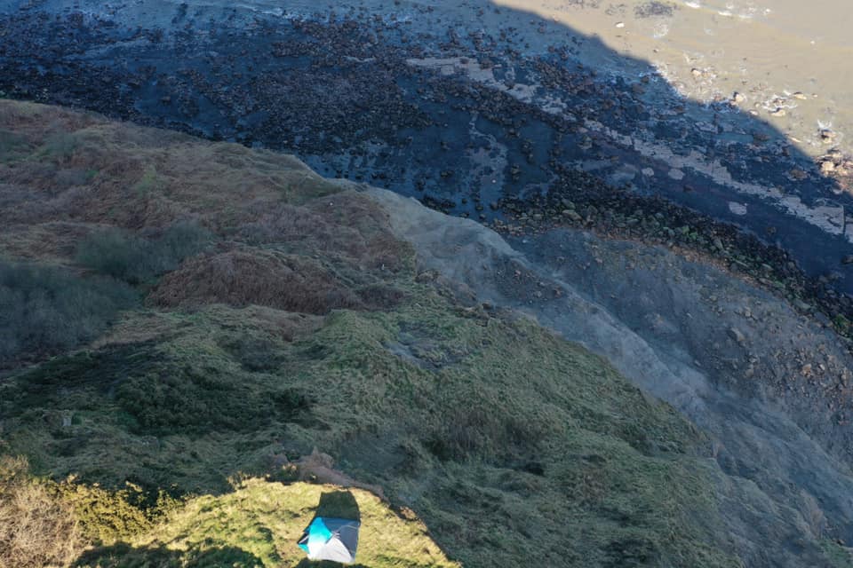 The coastguard posted pictures of the dangerous camping spot