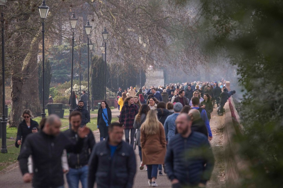 Battersea Park was busy as people enjoyed the weather