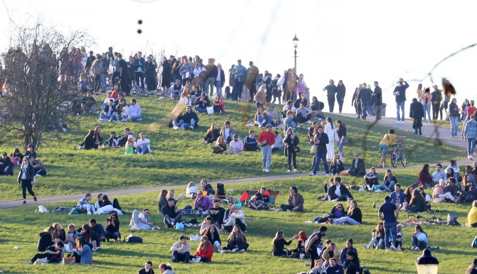 Affluent Primrose Hill in London was packed with people