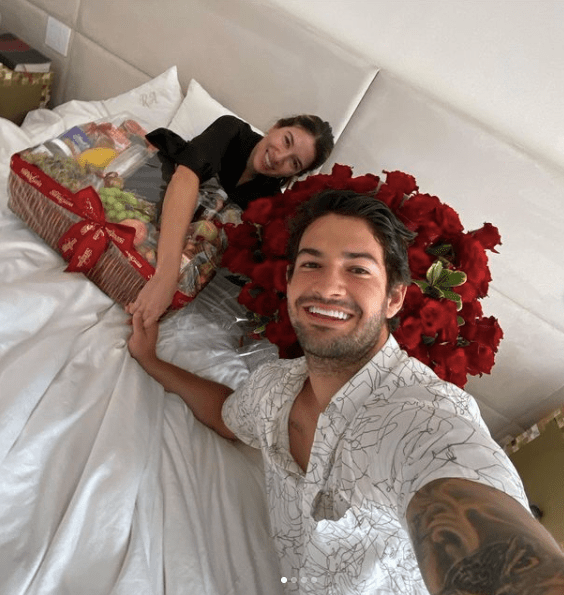 Alexandre Pato with his wife Rebeca