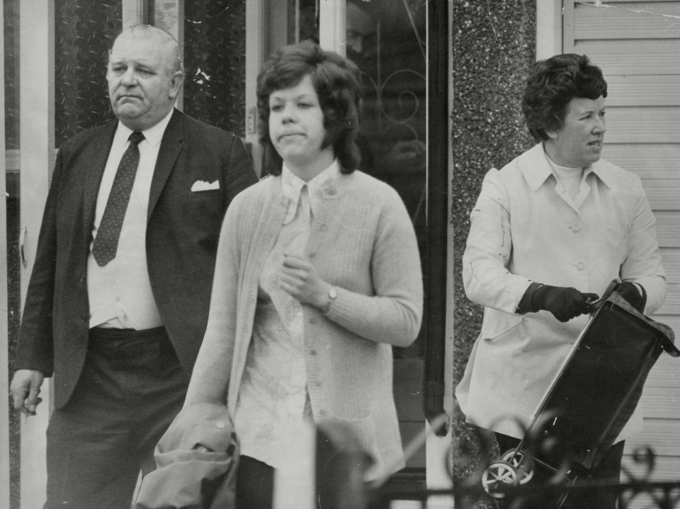 Kenneth Drury with his Wife Joan and one of his Daughters leaving their home in London suburb Sidcup