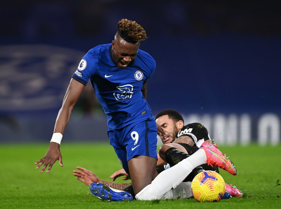 Tammy Abraham was unable to play on after the challenge