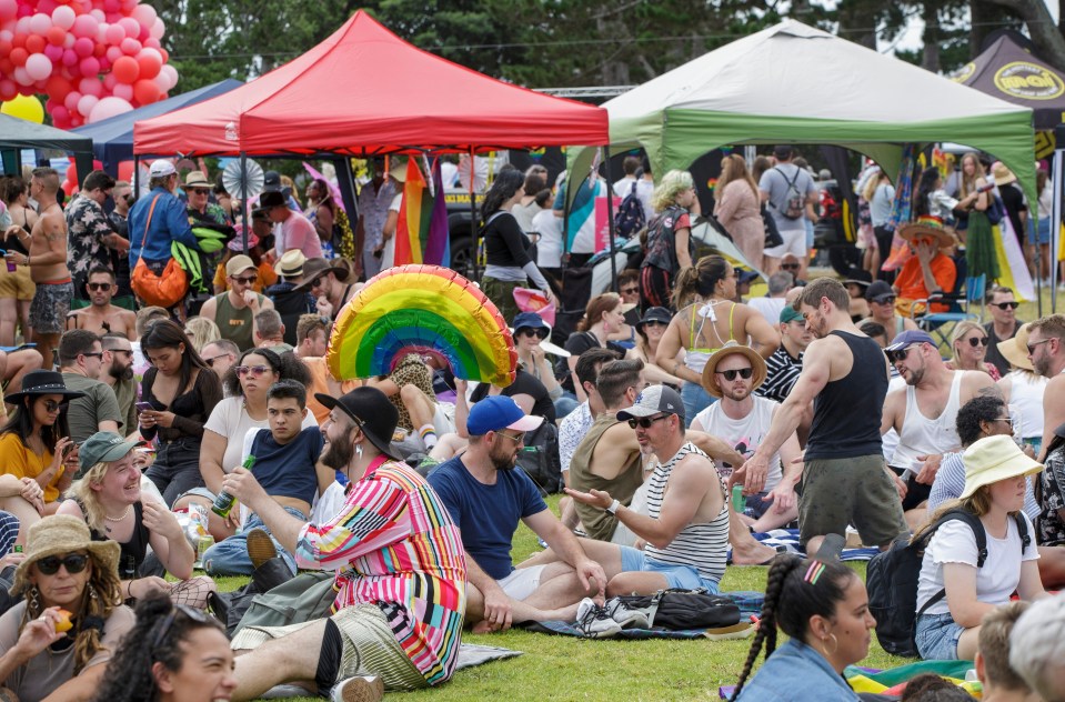 Crowds at Pride event Big Gay Out on February 14, 2021 in Auckland