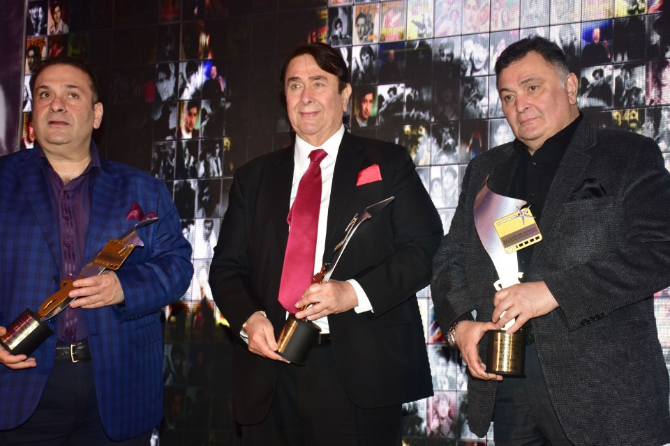 Rajiv Kapoor, left, with Bollywood star brothers Randhir and Rishi