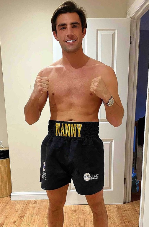 Jack Fincham showed off his slimmer body in boxing trunks