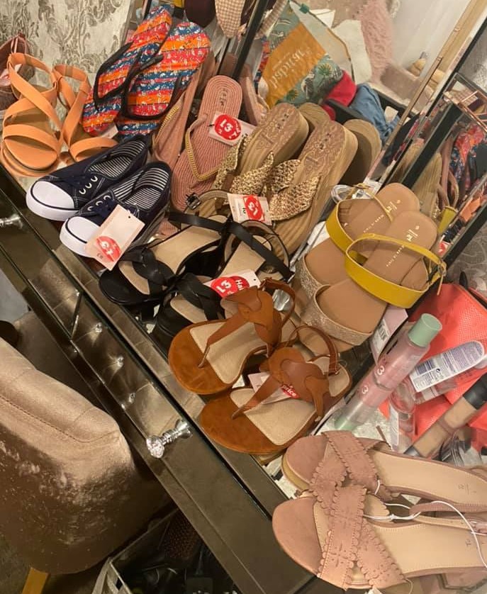 The thrifty shopper picked up ten pairs of shoes for just a quid each from Sainsbury's