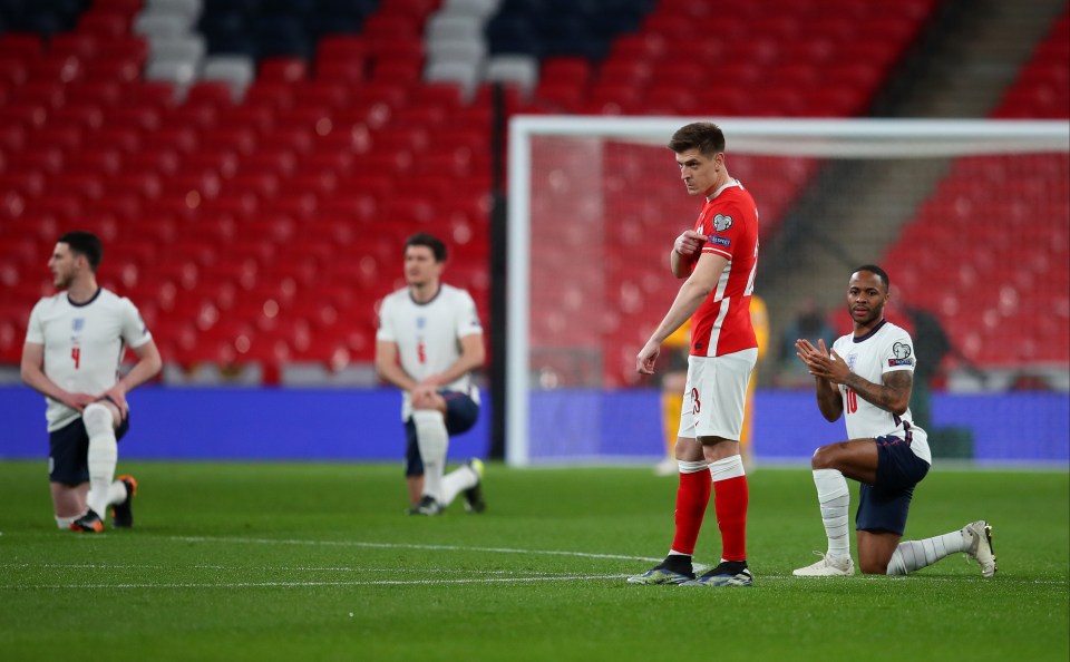 Poland's players decided against taking the knee before kick-off at Wembley