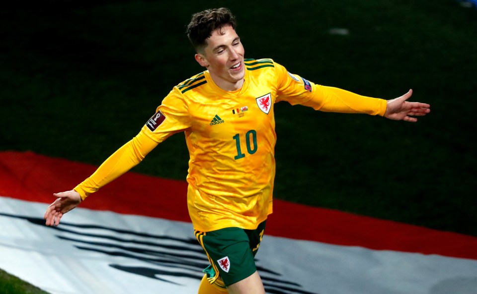 Harry Wilson celebrates what he hoped would be a momentous goal for Wales