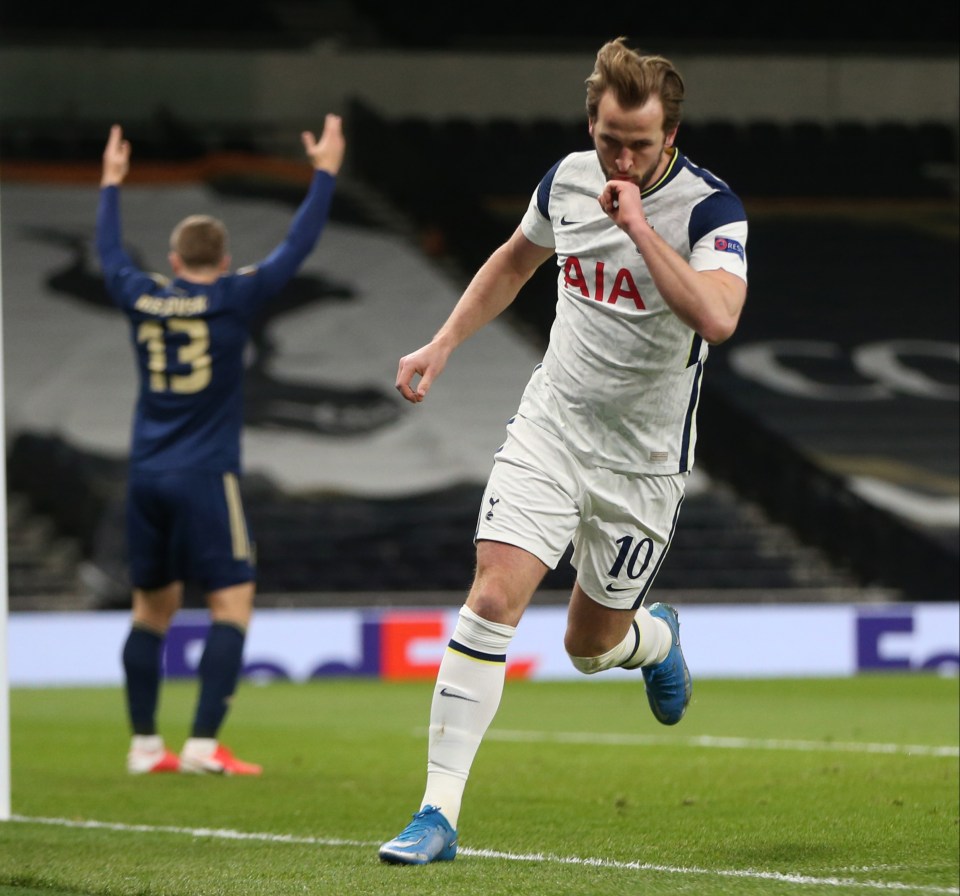 Striker Harry Kane hails his 26th goal of the season, the opener against Dinamo Zagreb