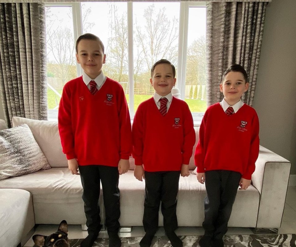 Danielle Lloyd's three sons smiled for a snap in their school uniform