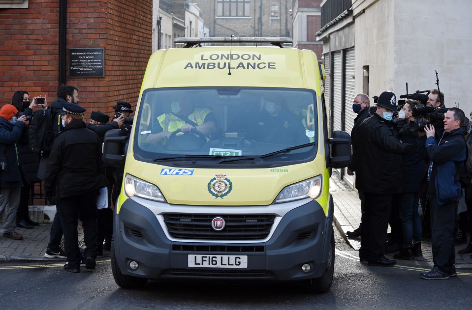 Cops created a path for the ambulance to drive through