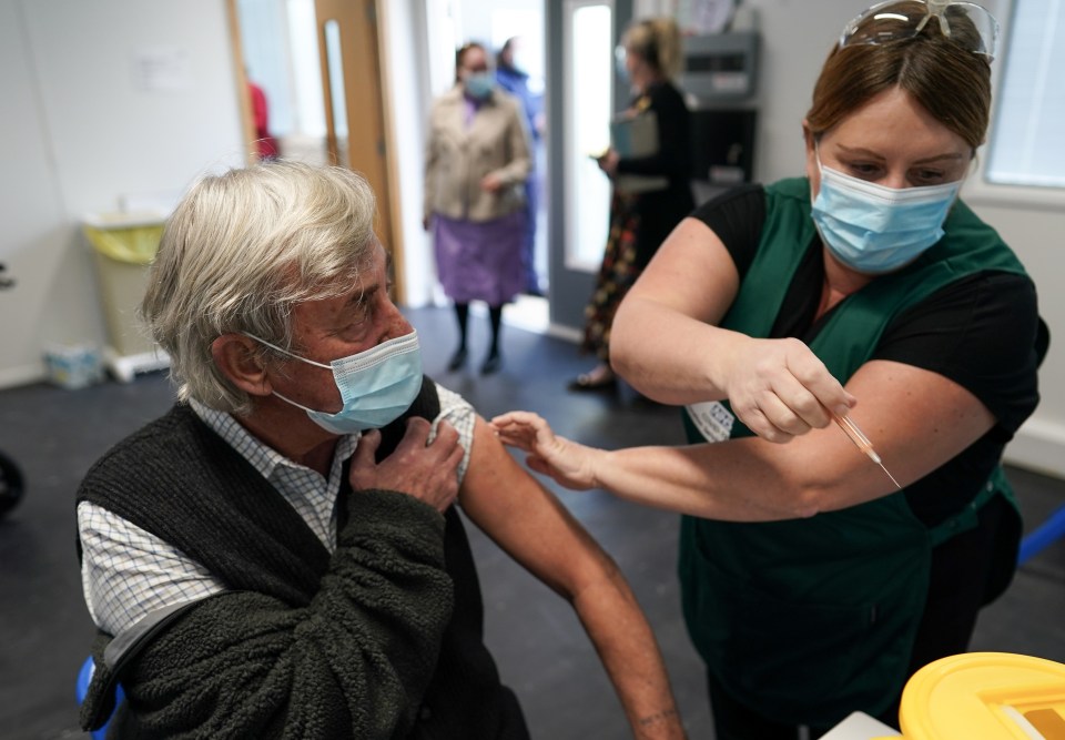 UK regulators have told people to accept their vaccination invite. Pictured: Derek Thomas from Middlesbrough receives the AstraZeneca/Oxford University Covid-19 vaccine in Darlington, March 1