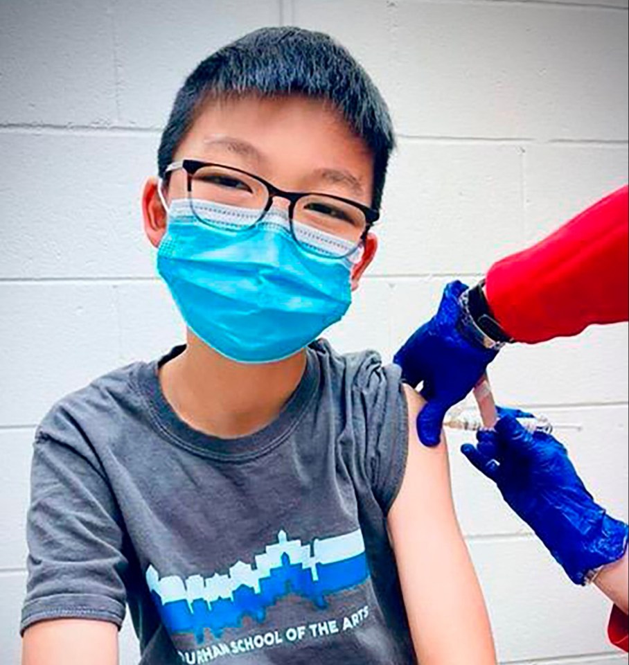 Brave Caleb Chung, who turns 13 later this week, was part of the Pfizer trial of children aged between 12 and 15 years old