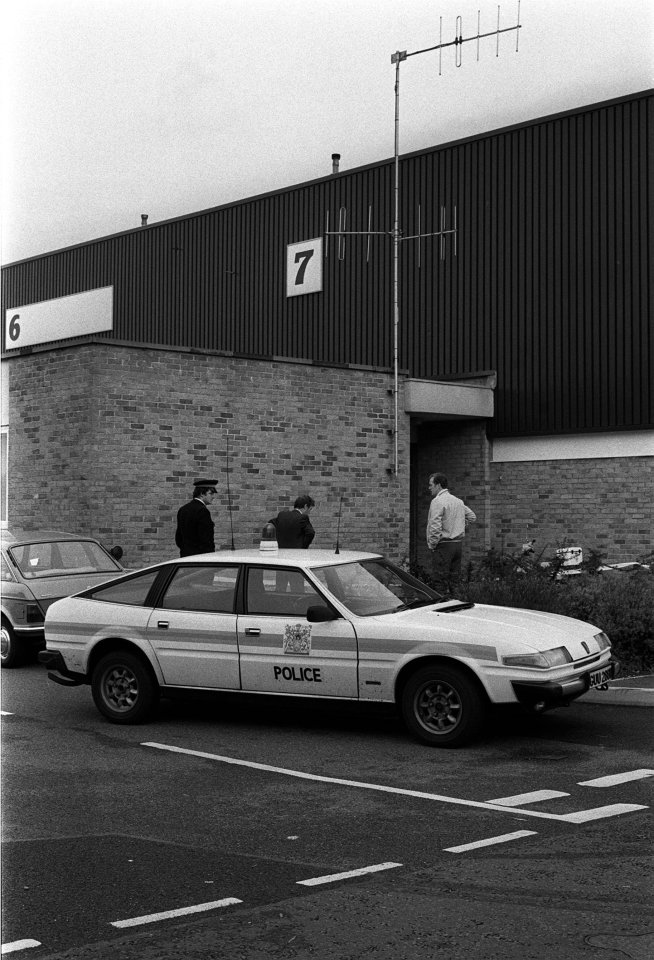 File picture dated 26/11/1983 of the scene outside Unit 7 of the Brinks Mat security warehouse on the Heathrow Industrial Trading Estate