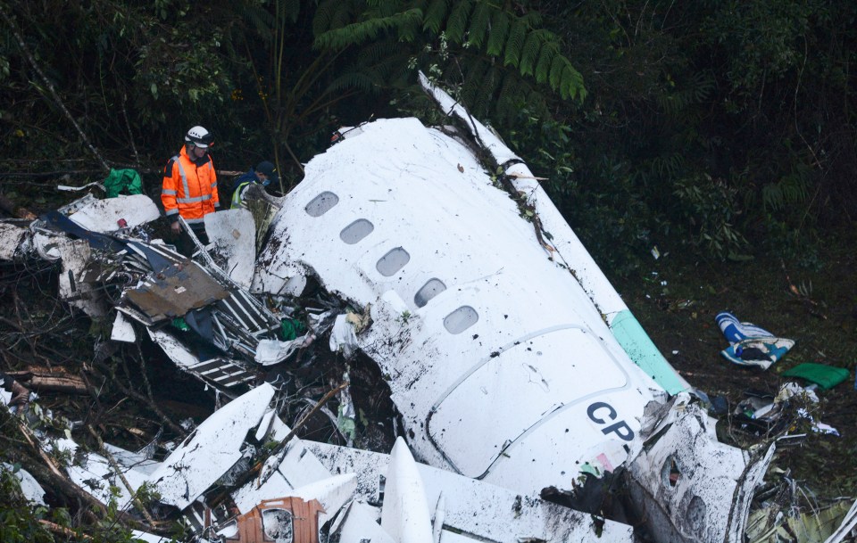 The wreckage of the plane in Colombia after the crash that left 71 people dead