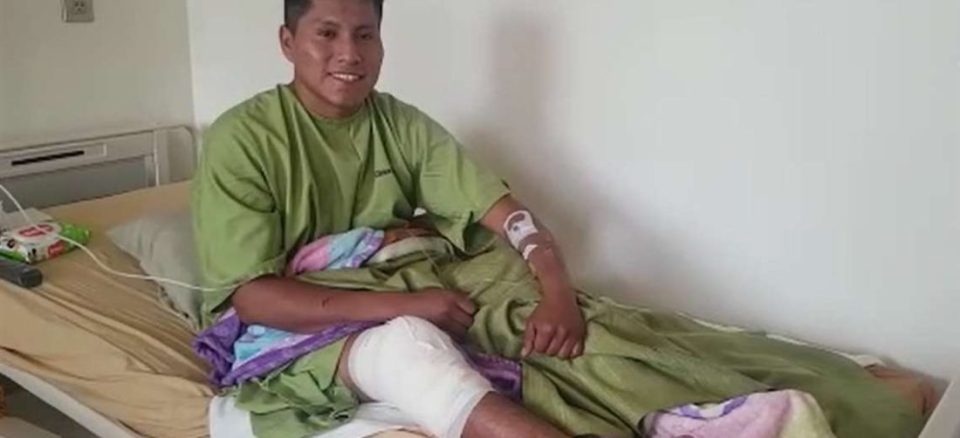 Erwin Tumiri in hospital Bolivia following Tuesday's coach crash that left 21 dead