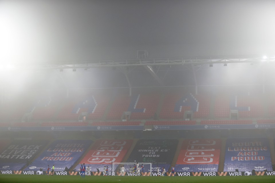 Visibility was poor at a foggy Selhurst Park