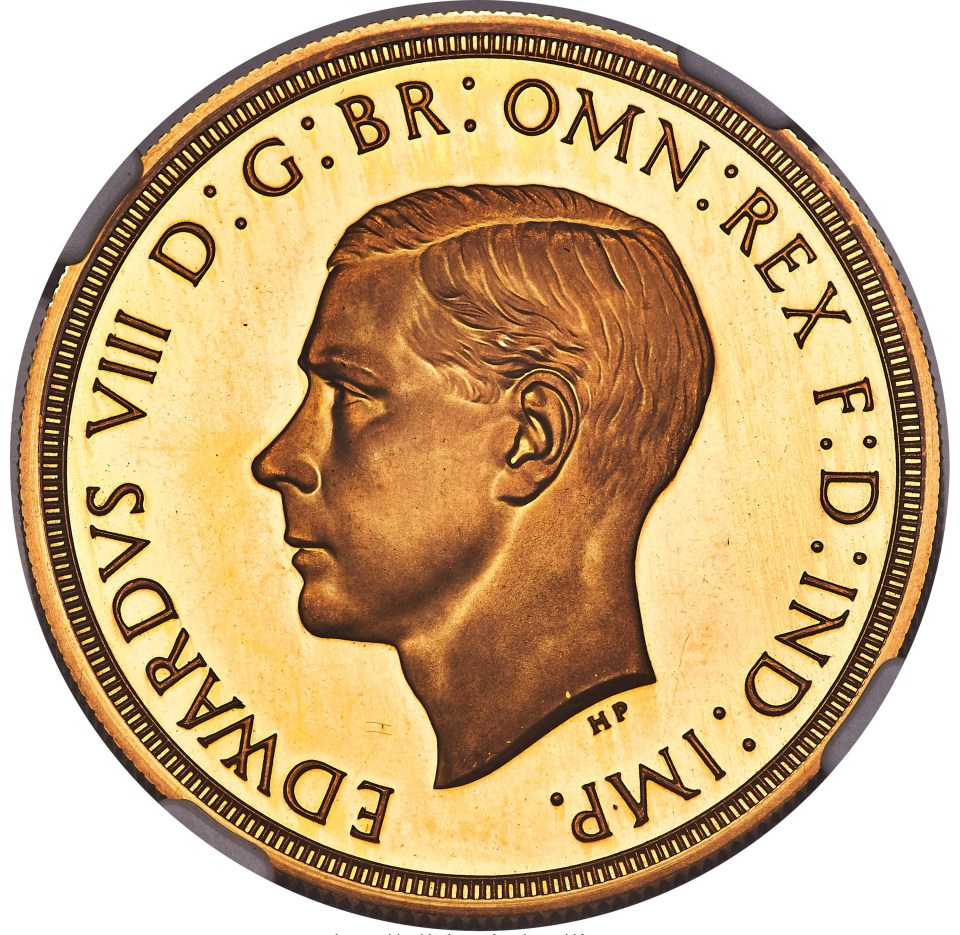 This ultra-rare gold Edward VIII £5 coin has sold for a record £1.65million