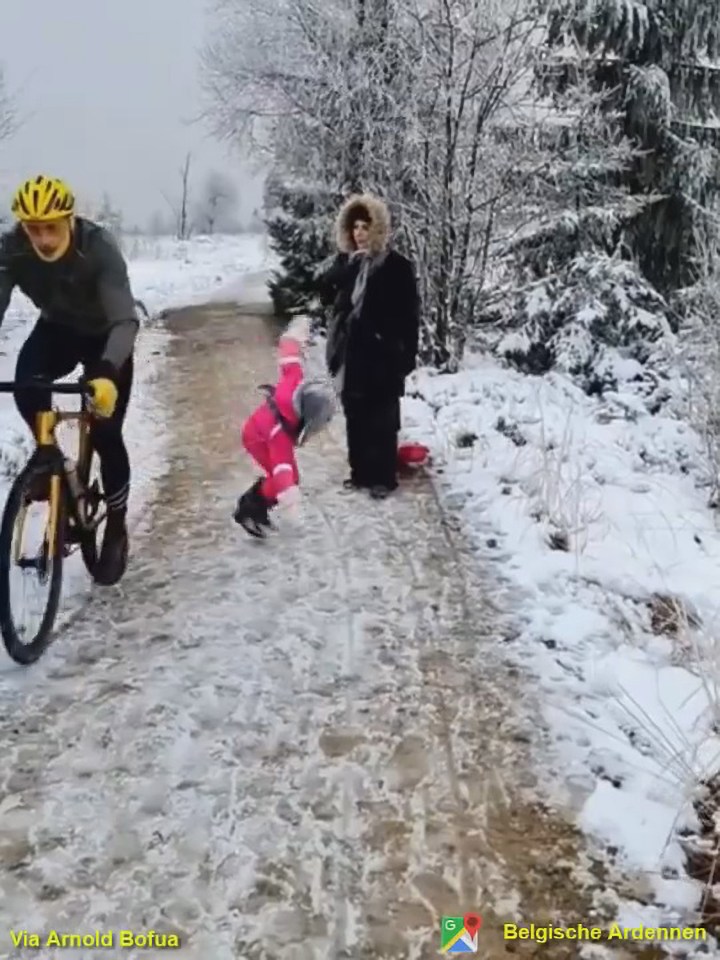 The cyclist didn't appear to stop after knocking down the girl