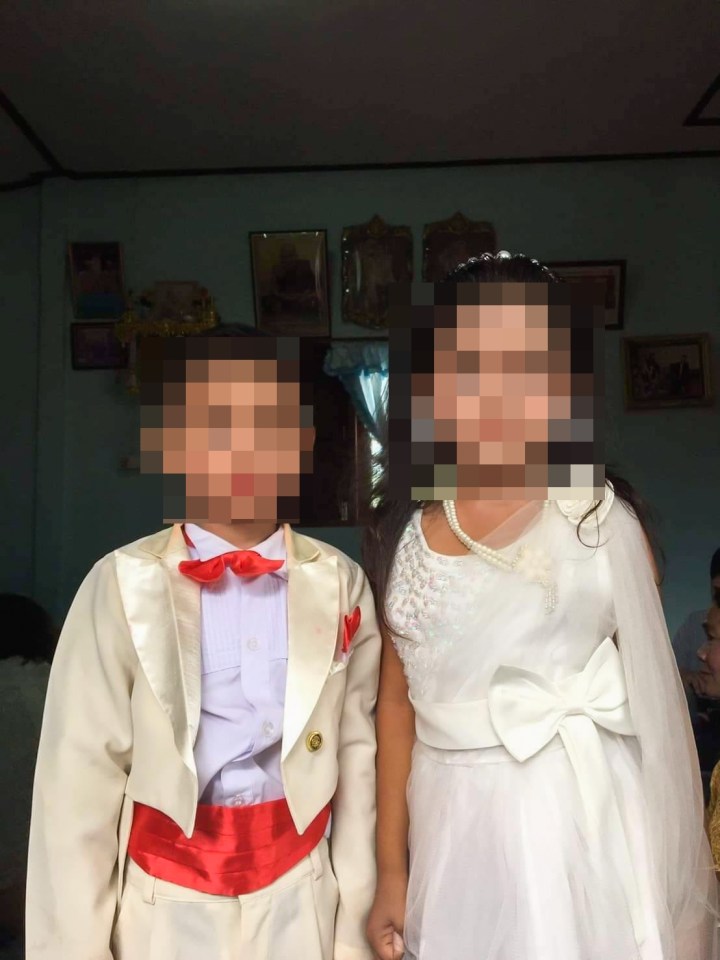 The five-year-old twins were married in a ceremony at their home in Nakhon Si Thammarat on March 4