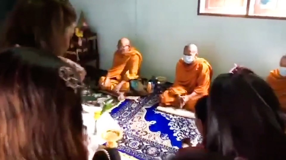 Buddhist monk's were present and chanted blessings throughout the unorthodox ceremony to bring the marriage good luck