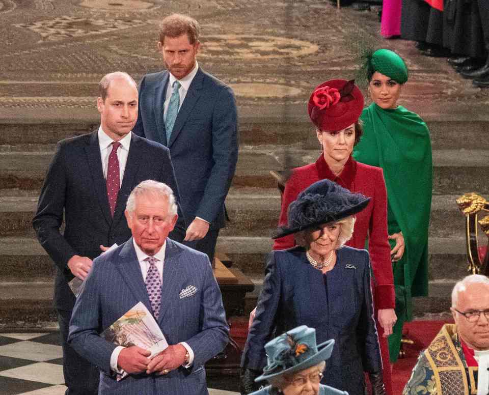 A race row has engulfed the royal family - seen here at last year's Commonwealth Service in London -  after Harry and Meghan's explosive claims