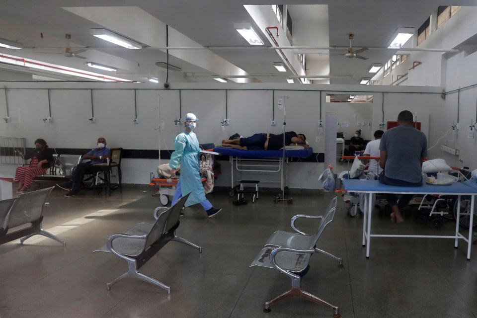 Patients are treated at a makeshift Covid ward in the capital Brasilia