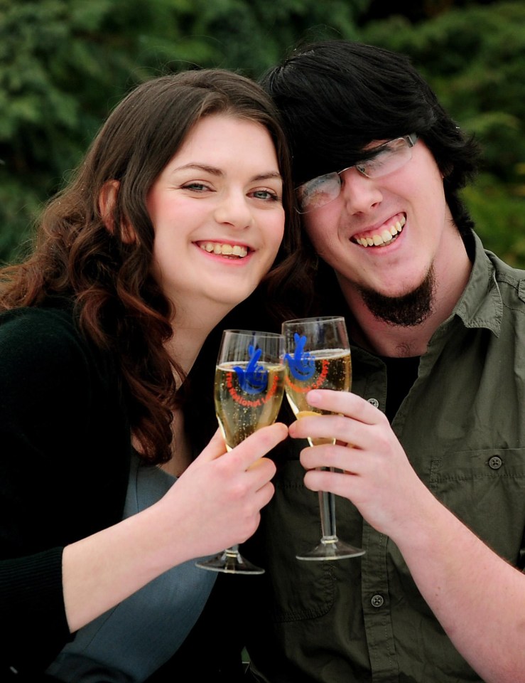 Matt Topham and Cassey Carrington celebrating after winning the jackpot