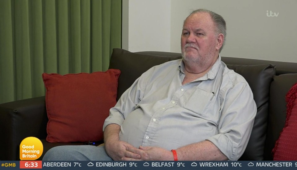 Thomas Markle is seen watching the bombshell interview