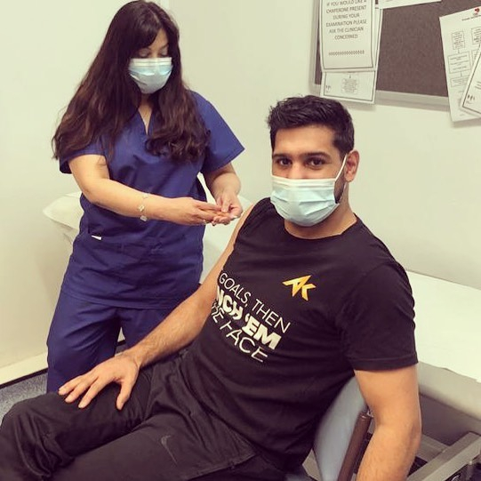 Boxing champ Amir Khan also received his vaccine aged just 34