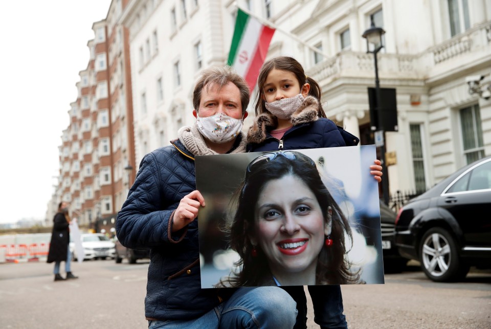 Nazanin’s husband Richard and their daughter Gabriella held a vigil outside the Iranian embassy in London this week