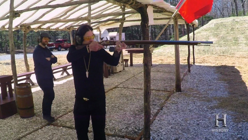 Rocker Ozzy Osbourne, 72, has taken up a risky new hobby as he shoots air rifles in his garden