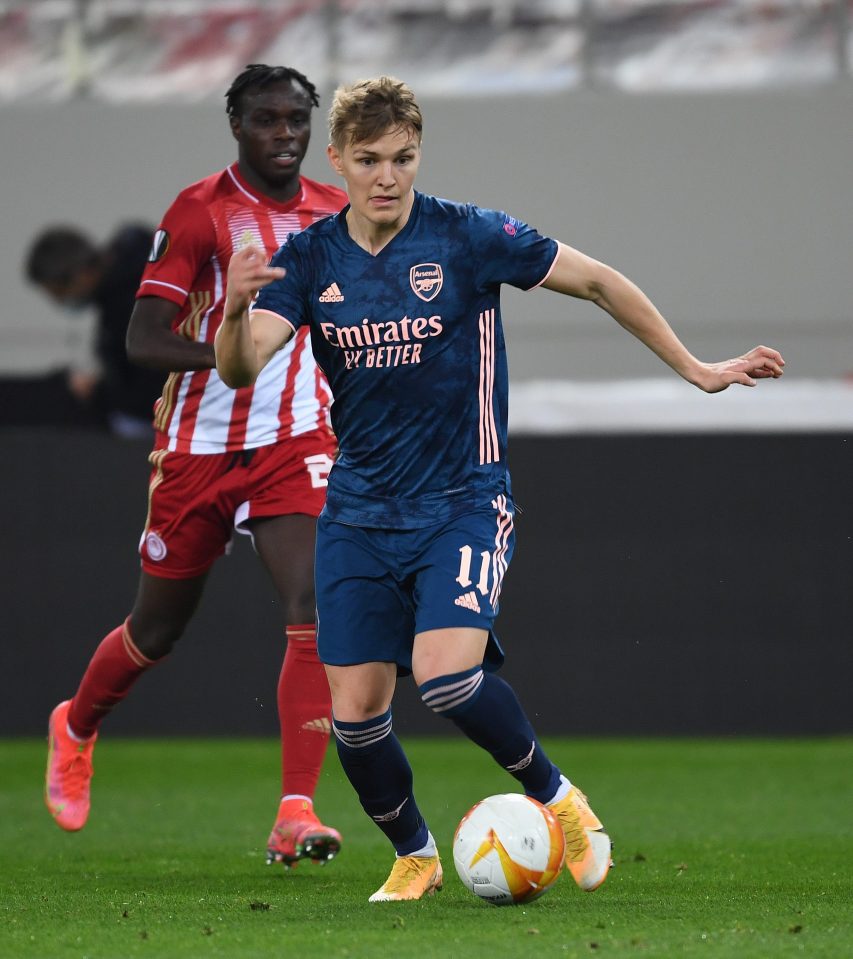 Arsenal playmaker Martin Odegaard starred in Thursday's Europa League victory against Olympiacos