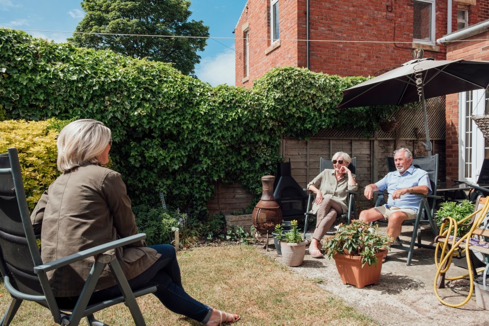 People can now meet up in gardens but at a safe distance