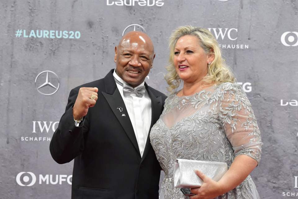 Marvin Hagler pictured with his wife Kay in 2020