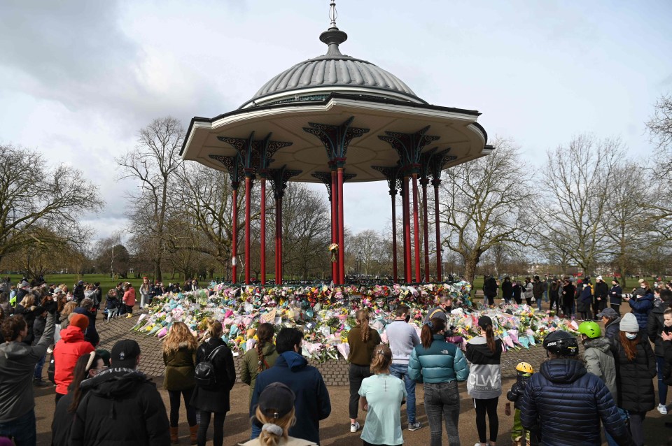 Mourners placed the floral tributes at the spot in memory of Sarah