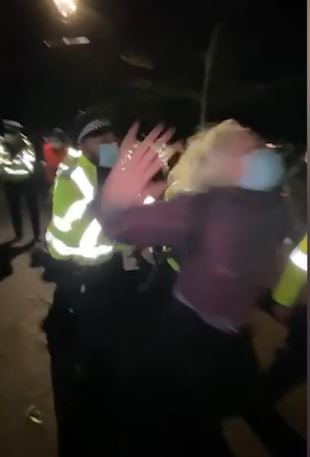 The woman was pushed during a vigil at Clapham Common last night