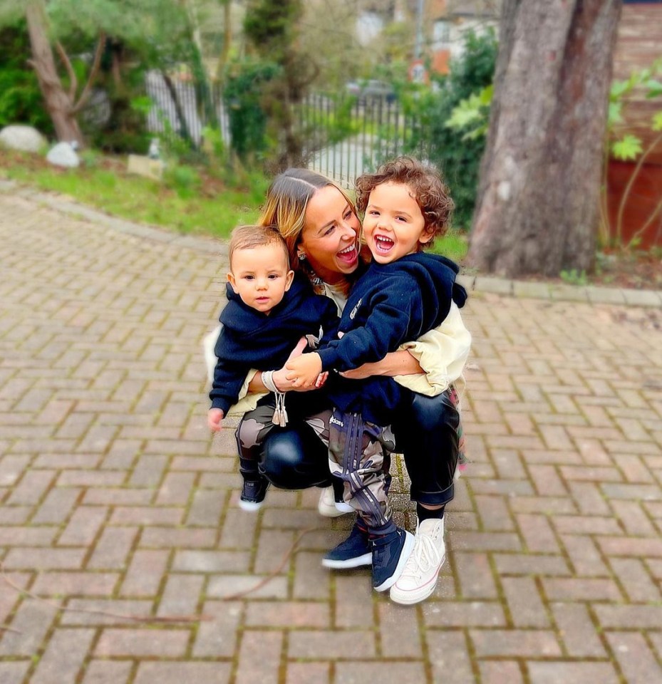 Aston Merrygold's fiancée Sarah Richards and their sons, Grayson and Macaulay