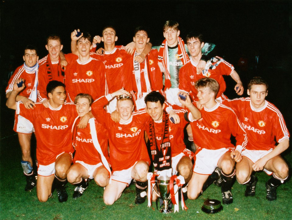 Robbie Savage, front row second from the left, played in the Class of '92 side alongside David Beckham, Ryan Giggs and Paul Scholes