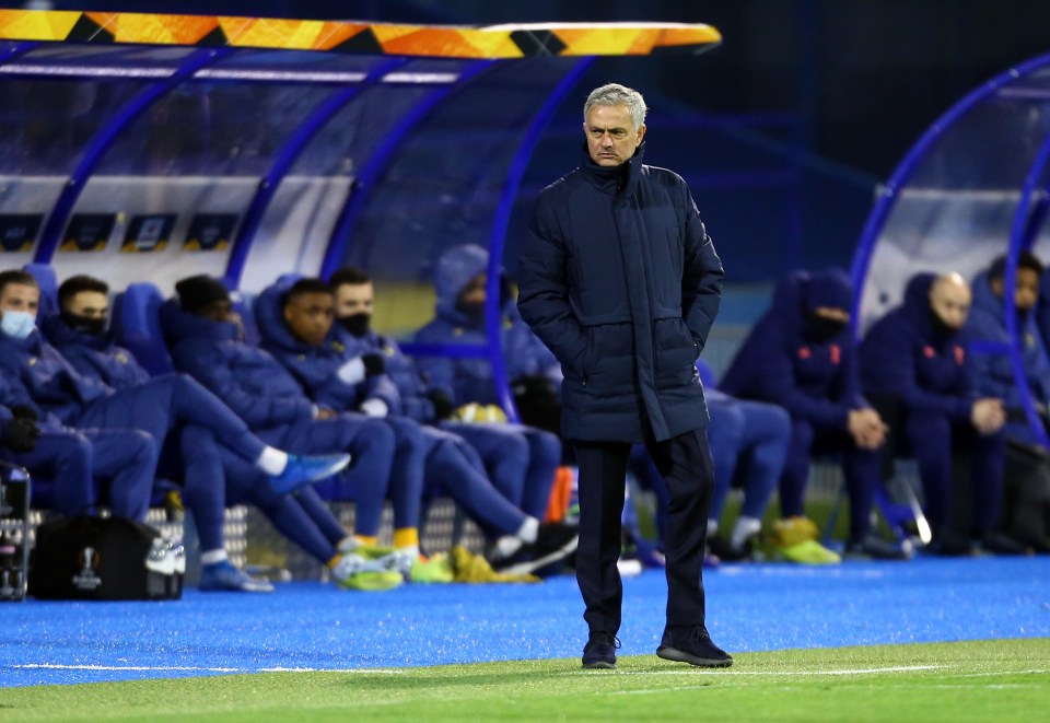 Jose Mourinho watched on as his woeful Spurs team tried in vain to frustrate Dinamo Zagreb