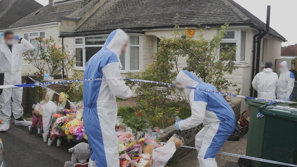 Tributes outside the bungalow where Shana was murdered