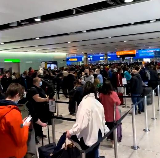 Kevin Pietersen uploaded a video of the chaotic scenes at Heathrow Airport