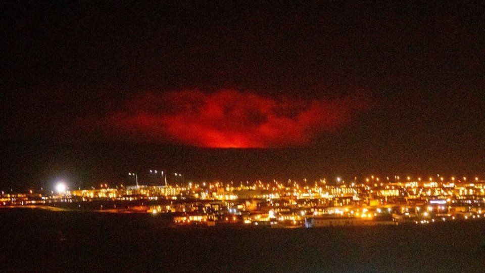 The Fagradalsfjall volcano, near Reykjavik, suddenly burst into life tonight