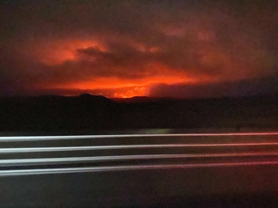 Red glowing skies were seen near the isolated island's capital city